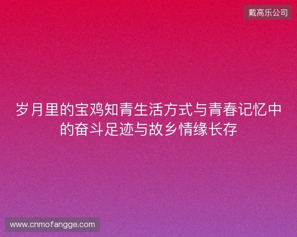 岁月里的宝鸡知青生活方式与青春记忆中的奋斗足迹与故乡情缘长存